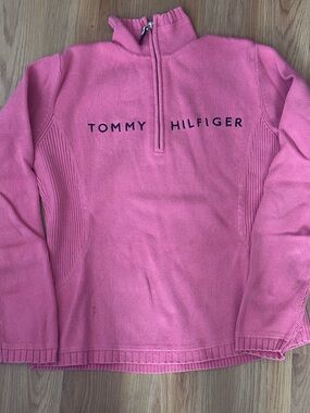 Tommy Hilfiger Bright Pink Half-Zip Knit Pullover